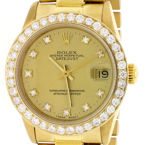 gents 18k rolex datejust w diamond bezel bracelet|Rolex Datejust 31mm.